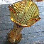 Unknown Amber RIbbed Vase