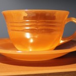 Fire King Cup and Saucer - Peach Lustre (2)