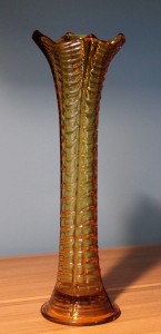 Rippled Amber Vase